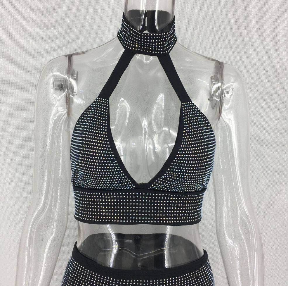 Krispfy.com Women Diamonds Two Piece Set Dress