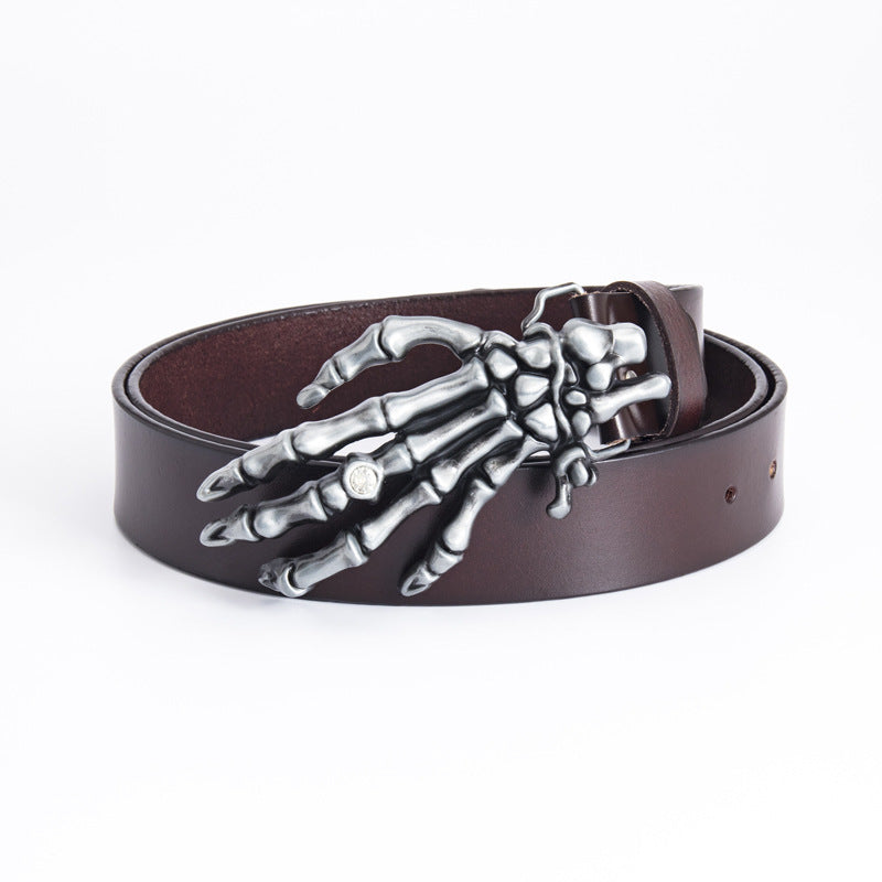 Men's Leather Belt Skull Big Head  Claw Outdoor Rider