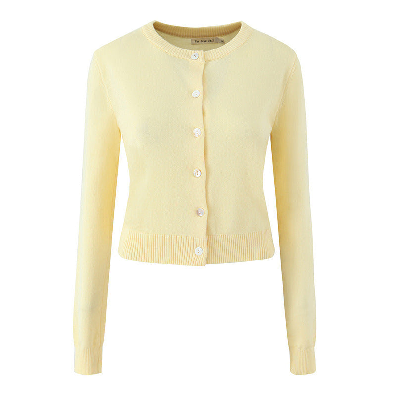 Women's Retro European American Style Multi-color Round Neck Long Sleeve Knitted Cardigan