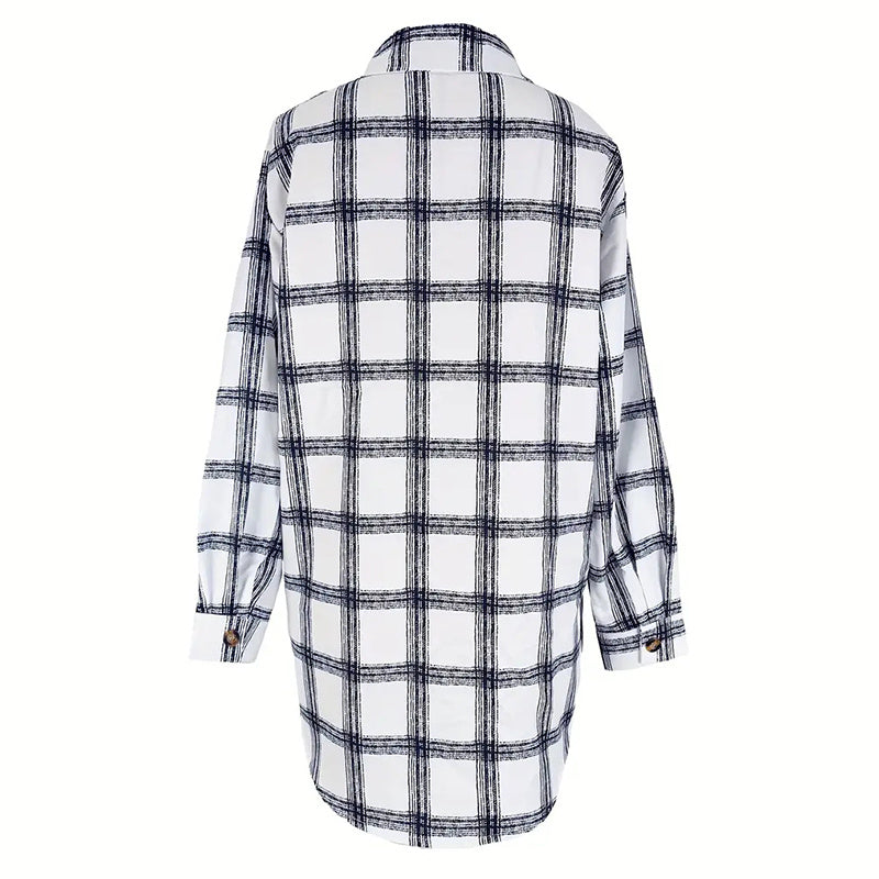 Womens Button Down Shirts Long Sleeve Plaid Shackets Business Casual Blouse Top