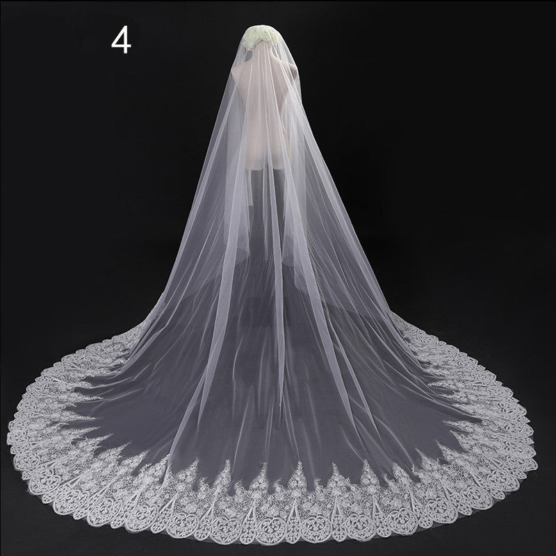 Krispfy.com Bride Wedding Master Wedding Veil Long Long Tail