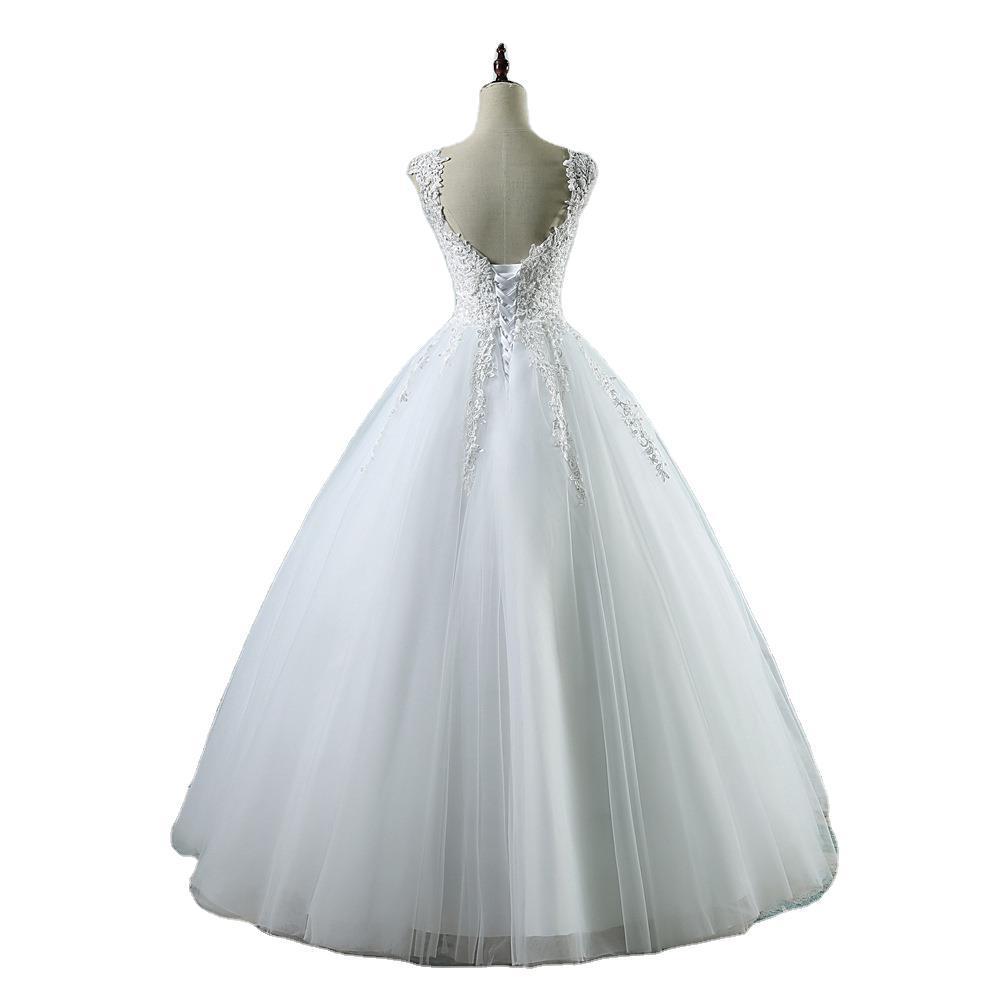 Krispfy.com High Waist Wedding Dress With Deep V-neck