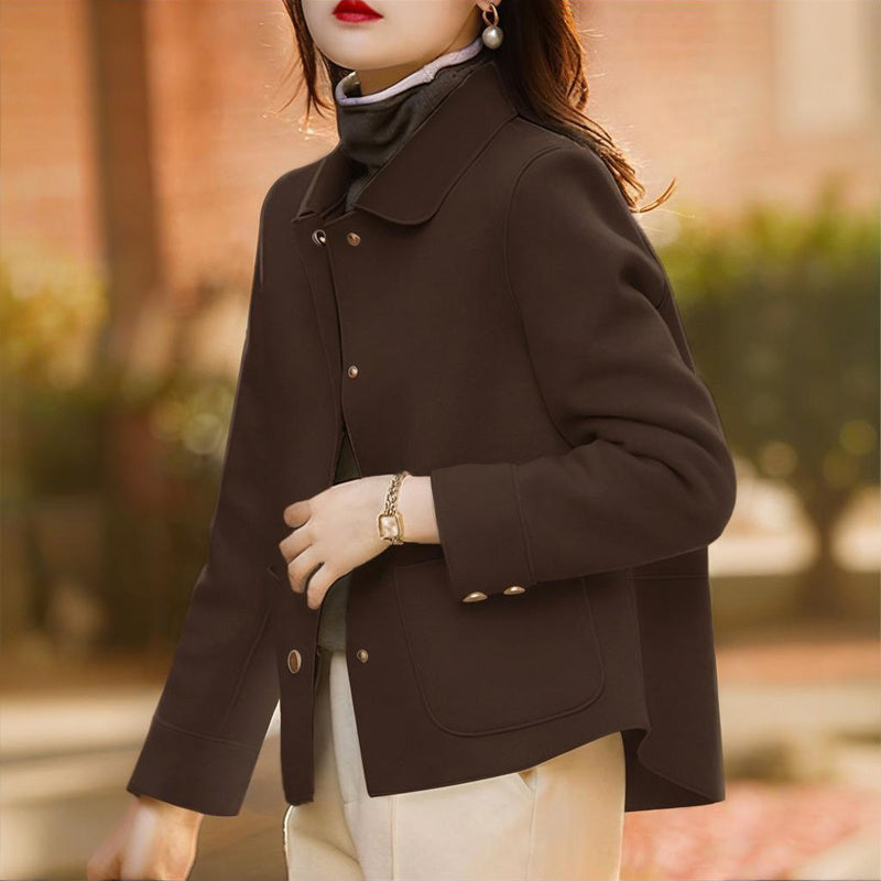 Elegant Women's Single-Breasted Raglan Sleeve Coat With Button & Pocket Details - Retro Style Casual Jacket
