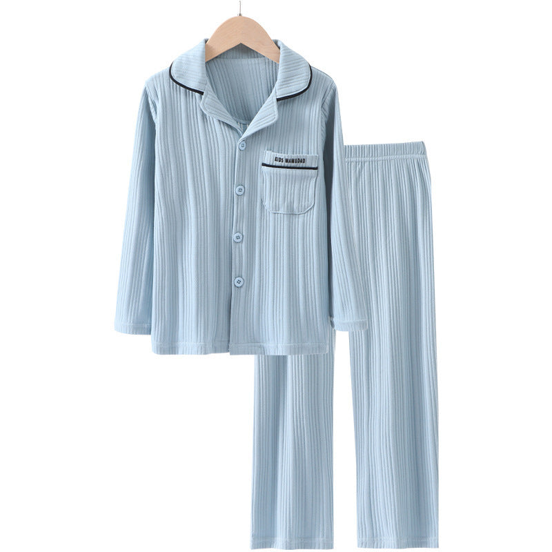Children's Parent-child Homewear Suit Lapel Cotton