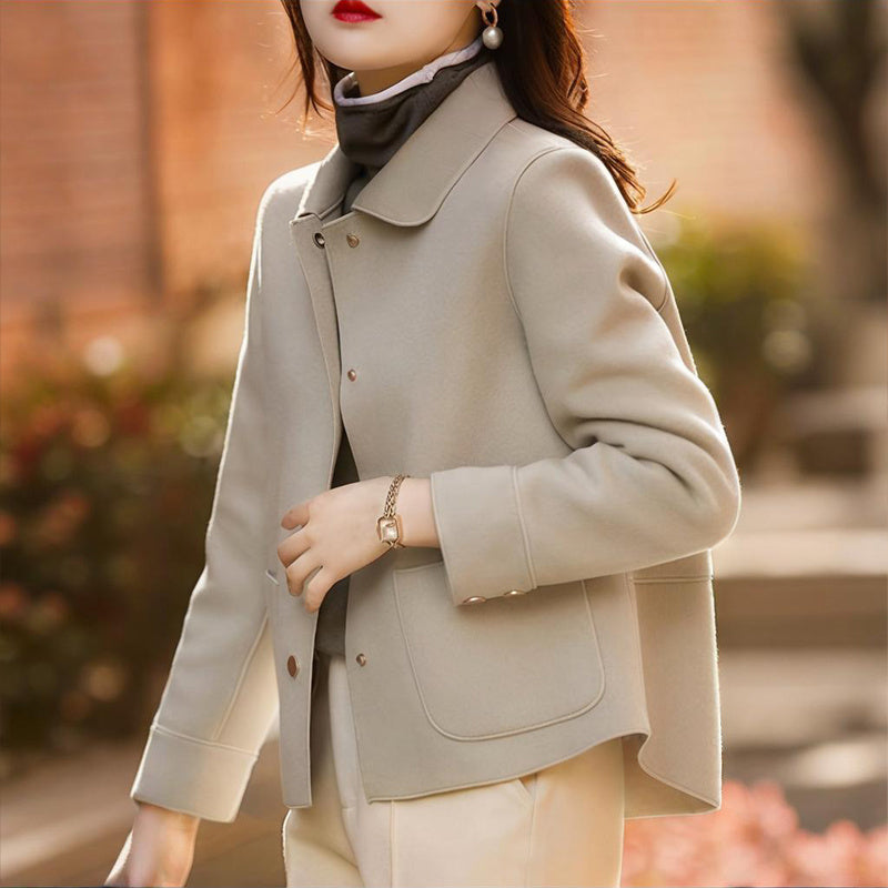 Elegant Women's Single-Breasted Raglan Sleeve Coat With Button & Pocket Details - Retro Style Casual Jacket