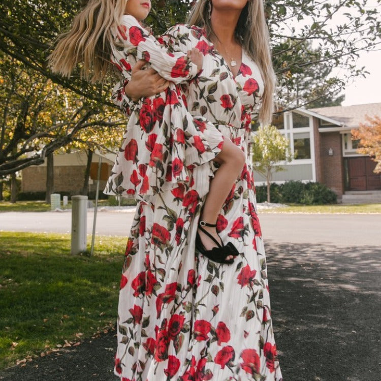 Floral Print Dress For Mother And Daughter