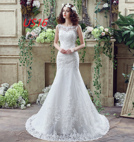 Krispfy.com Bride Trailing Wedding Dress sexy Lace Mermaid Wedding DressW