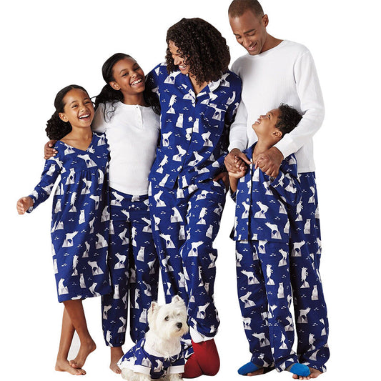 Home service suit, casual printed two-piece pajamas, parent-child wear