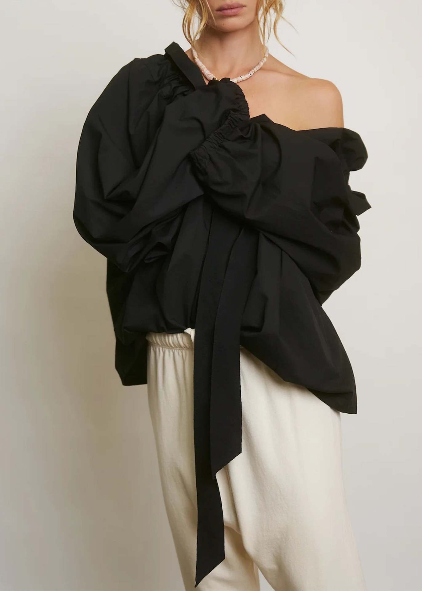 Women's Contrast Color Striped Shirt Lace-up Top