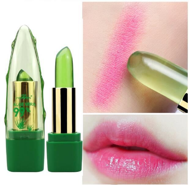 Krispfy Cosmetics Aloe Vera Gel Color Changing Lipstick Gloss  Moisturizer Anti-drying Desalination Fine-grain Lip Blam Care