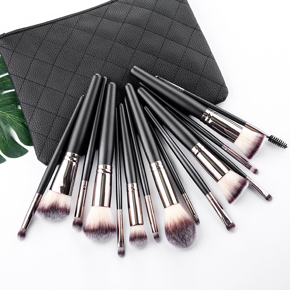 Krispfy Cosmetics 15 Makeup Brushes Set Full Set Matte Black Makeup Tools