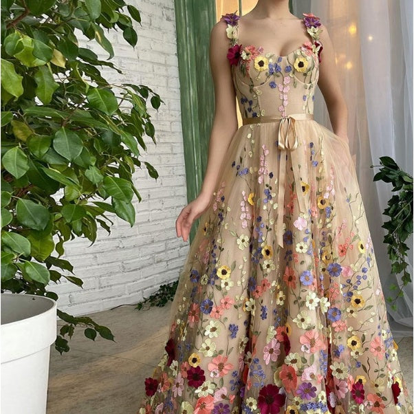 Krispfy.com Sevintage Exquisite 3D Flowers Prom Dresses