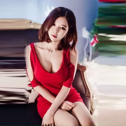 Krispfy.com - Low Cut Off Shoulder Base Mini Skirt Dress