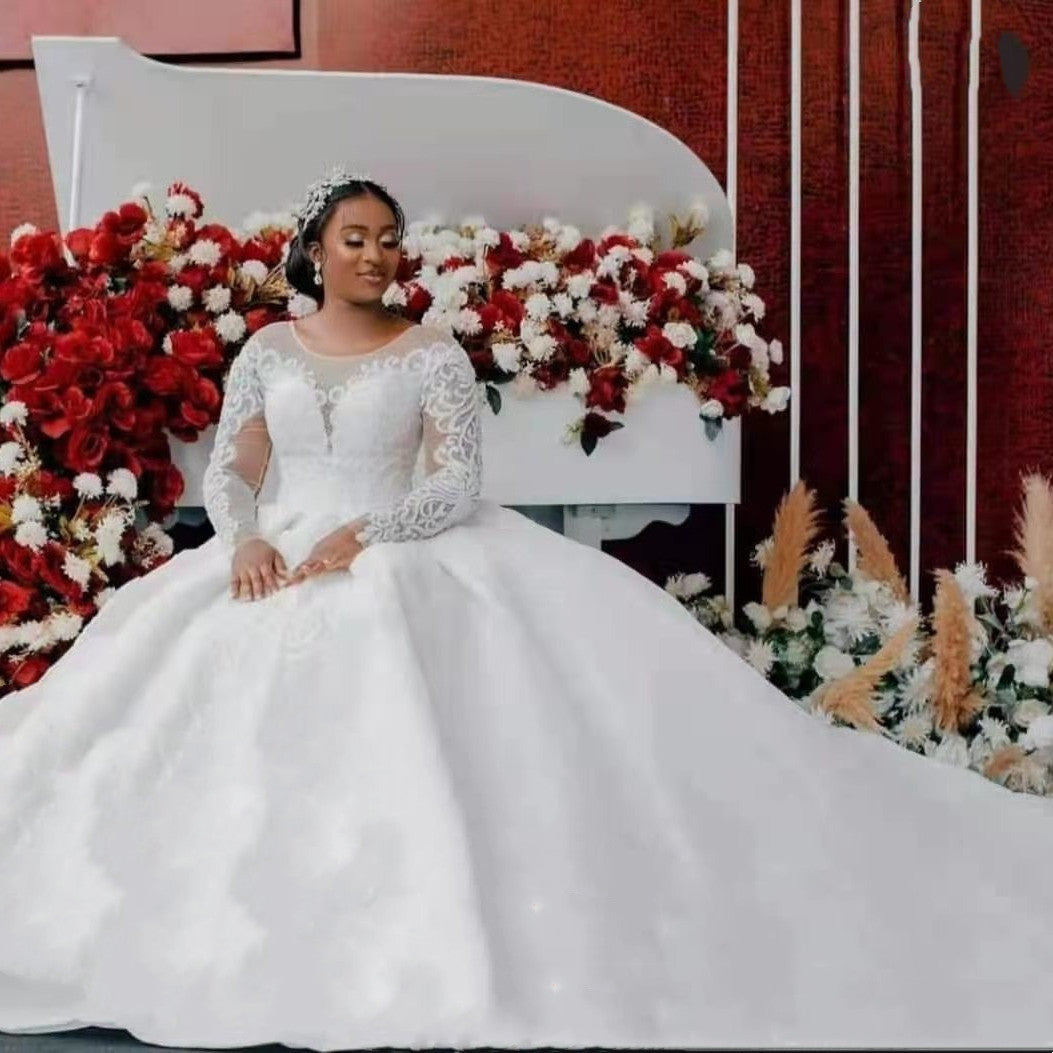 Krispfy.com - Gown Wedding Dress Long Sleeves Bridal Gown