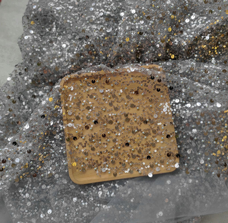 Krispfy.com Sequined Pearl Embroidery Lace I Single Sleeve Dress