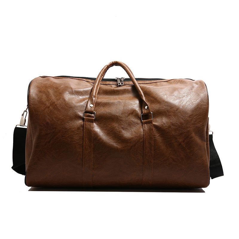 New Simple PU Texture Travel Bag Fashion Solid Color Luggage Travel Shoulder Handbag