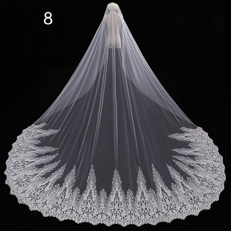 Krispfy.com Bride Wedding Master Wedding Veil Long Long Tail