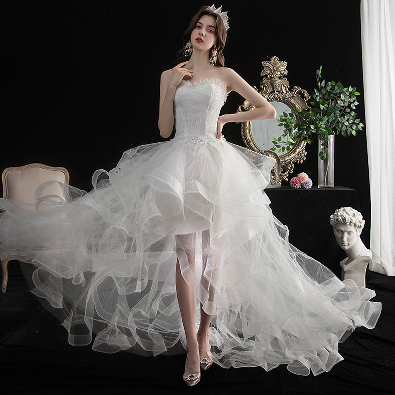 Krispfy.com Short Front And Back Length Small Trailing Wedding Dress