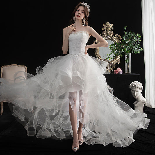 Krispfy.com Short Front And Back Length Small Trailing Wedding Dress