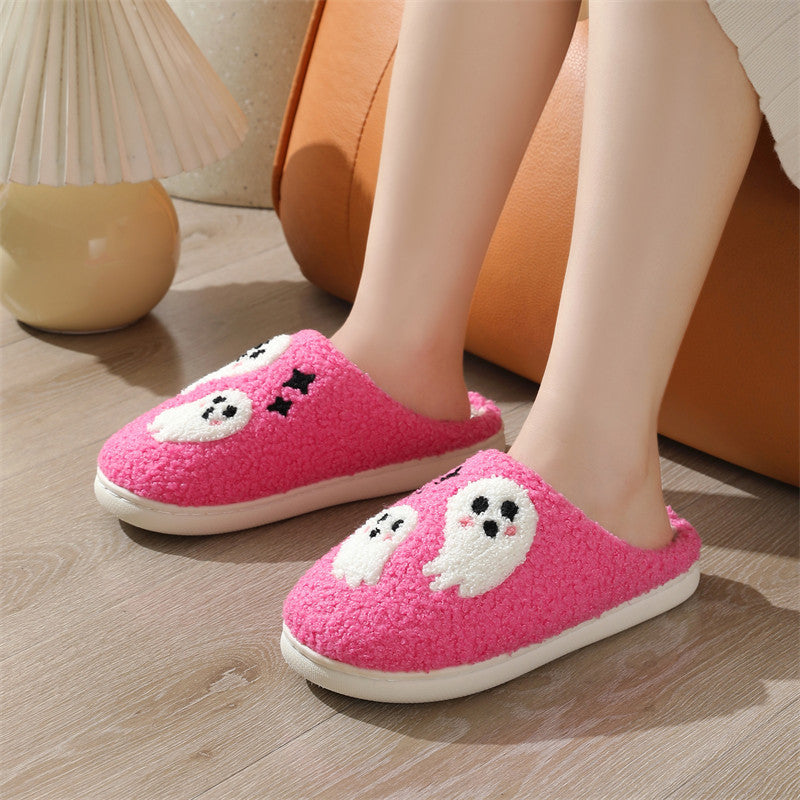 Krispfy Orignals USA - Halloween Cartoon Ghost Cotton Slippers For Women I Indoor Non-slip Bedroom Floor Slipper