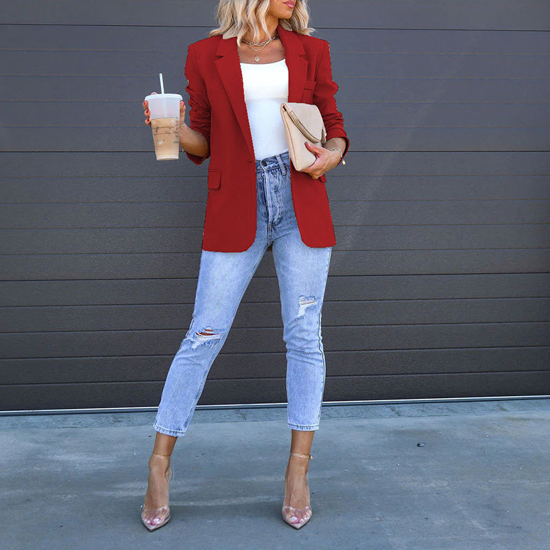 Womens Casual Blazers Open Front Long Sleeve Work Office Suit Jackets Blazer