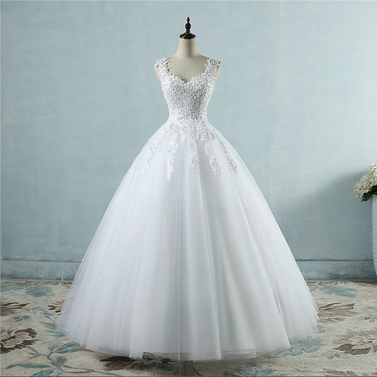 Krispfy.com High Waist Wedding Dress With Deep V-neck