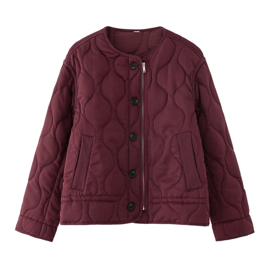Fashion Single-breasted Quilted Diamond Lattice Cotton-padded Coat