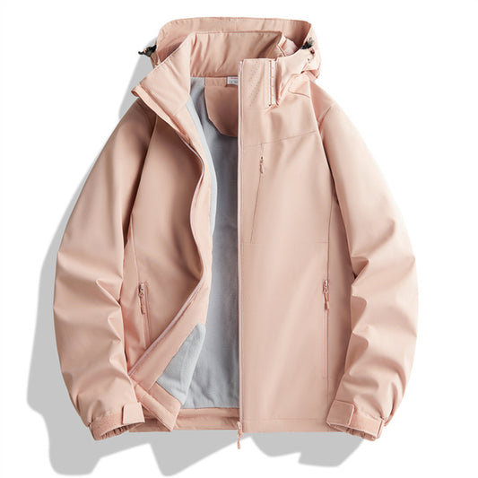 Couple Single-layer Jacket Windproof Sports Fleece-lined Padded Overalls