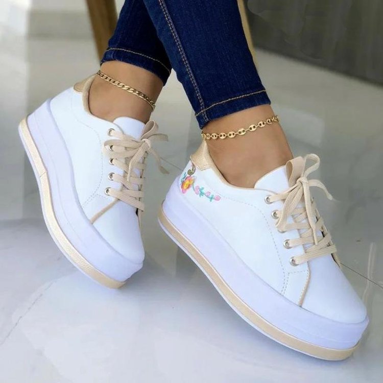 Krispfy Orignals USA - Flowers Embroidery Sneakers For Women - Instagram Edition