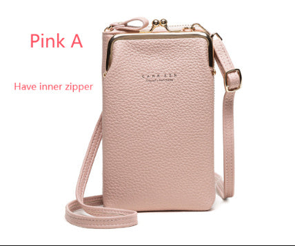 Fashion Lychee Pattern Solid Color Diagonal Shoulder Bag