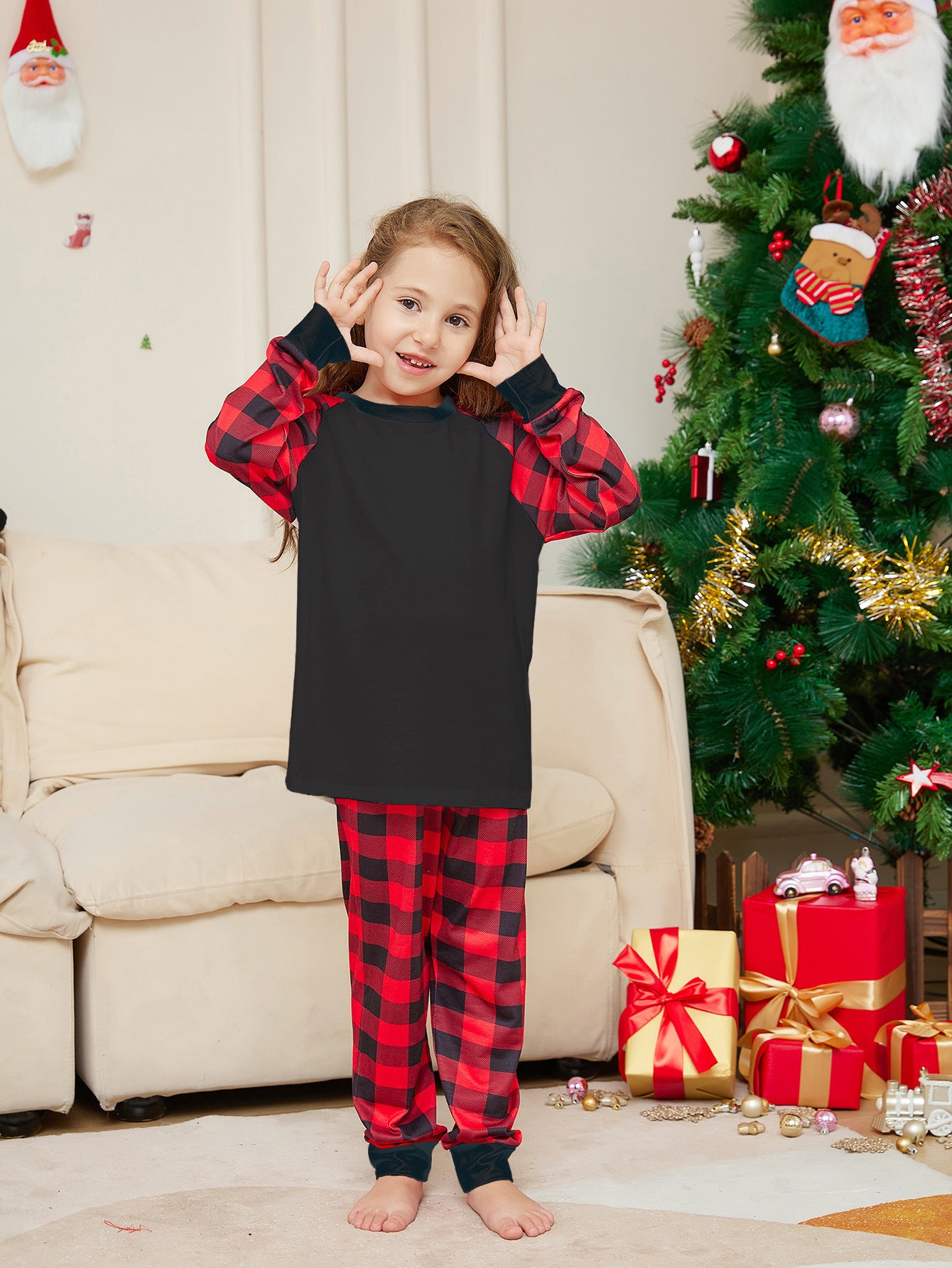 Plaid Printed Parent-child Pajamas Pajamas Suit
