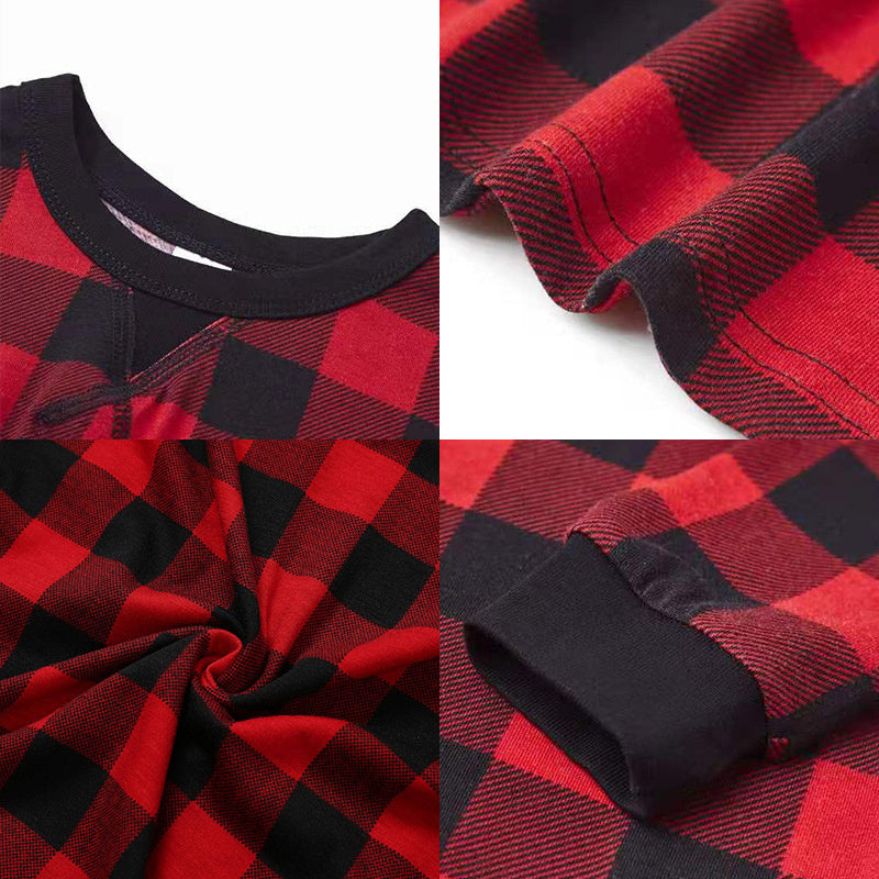 Christmas Plaid Printed Parent-child Wear Long Sleeve Pajamas