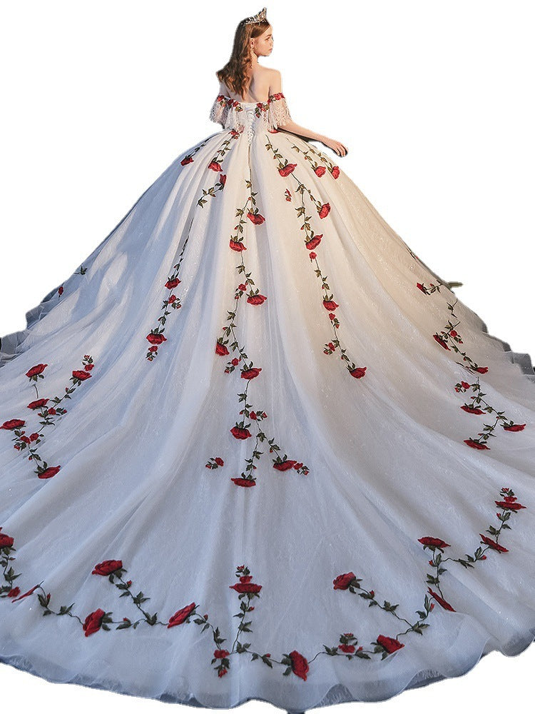 Krispfy.com Temperament Bride Bra Trailing Mori Style Wedding Dress