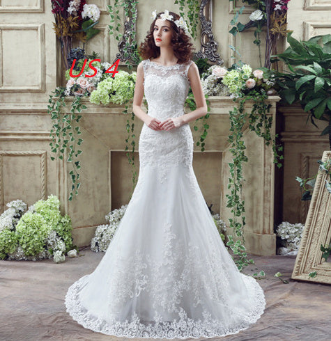 Krispfy.com Bride Trailing Wedding Dress sexy Lace Mermaid Wedding DressW
