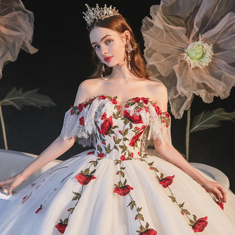 Krispfy.com Temperament Bride Bra Trailing Mori Style Wedding Dress