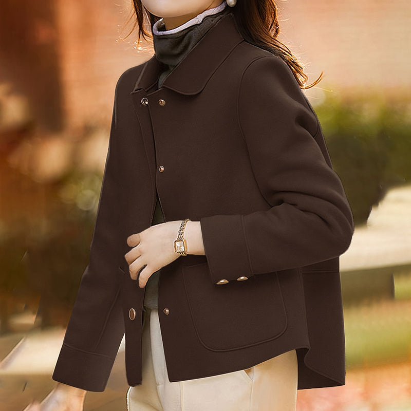 Women's Lightweight Autumn Short Coat - Single Breasted Turn Down Collar Long Sleeve Casual Outwear Jacket