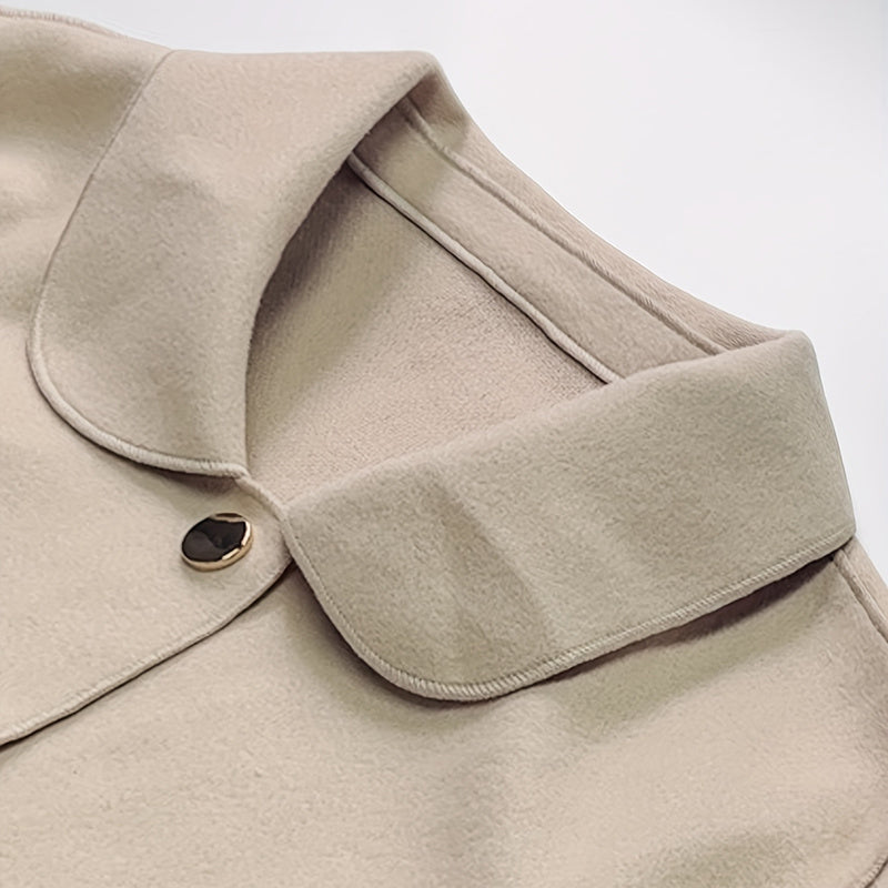 Women's Lightweight Autumn Short Coat - Single Breasted Turn Down Collar Long Sleeve Casual Outwear Jacket