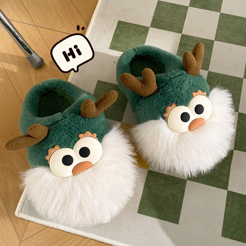 Krispfy Orignals USA - Cute Cartoon Christmas Deer Cotton Shoes I Winter Indoor Floor Home Slippers I Warm Women Plush Shoes