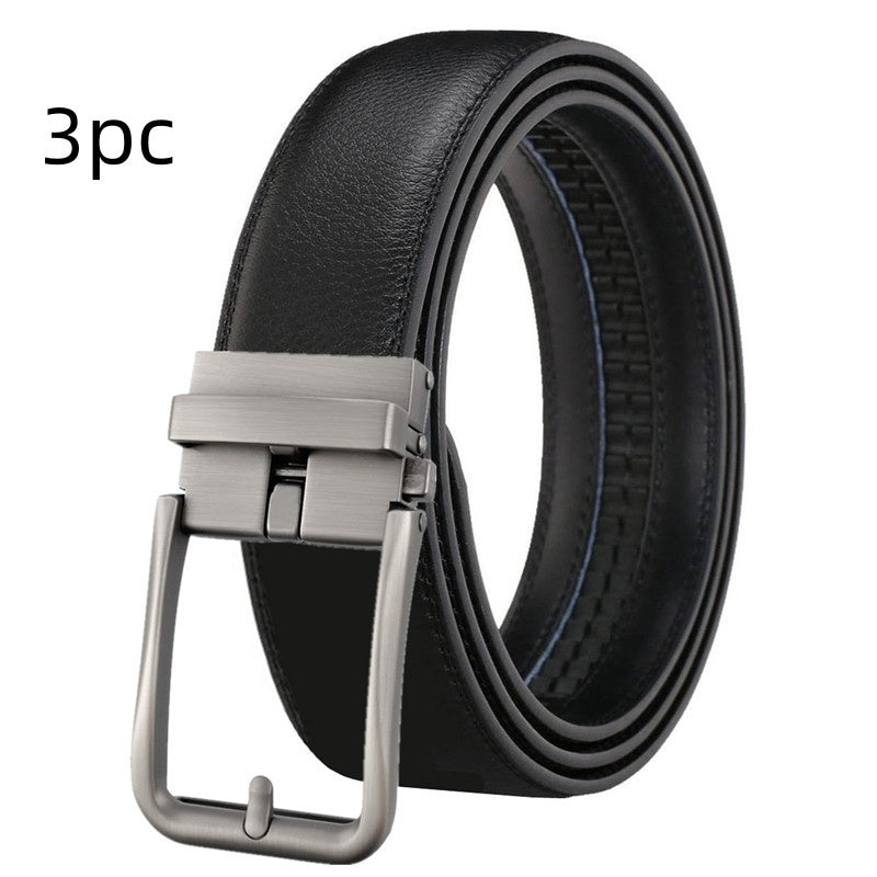 Men's Leather Belt Automatic Buckle Simple Hollow