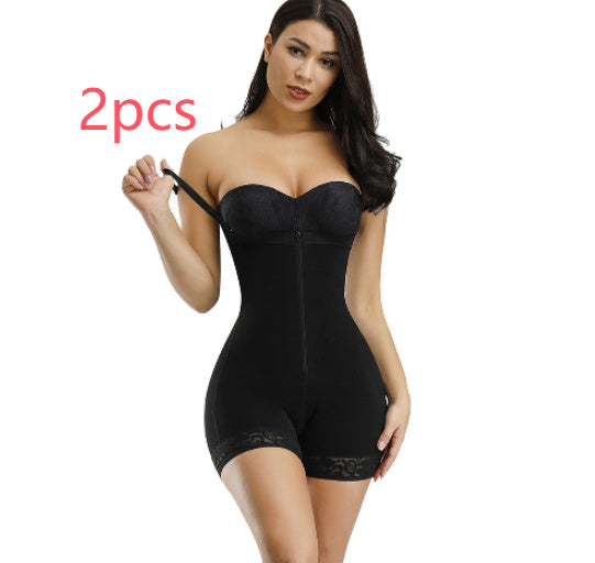 High Waist Hip Trousers Shoulder Strap Corsets Lace Plus Size Belly Pants