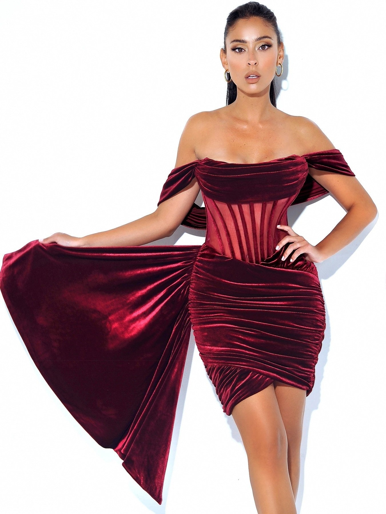 Krispfy.com Women's Velvet With Breast Sexy Evening Dress