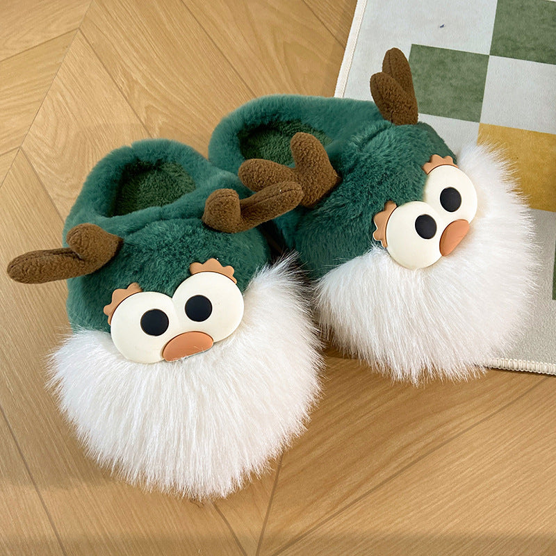 Krispfy Orignals USA - Cute Cartoon Christmas Deer Cotton Shoes I Winter Indoor Floor Home Slippers I Warm Women Plush Shoes