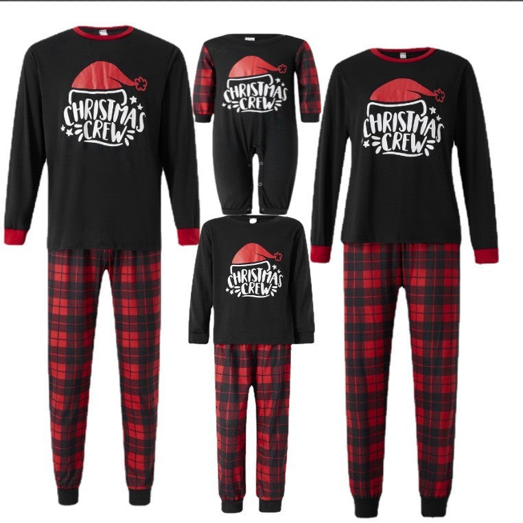Checkered Cotton Parent-child Christmas Home Pajama Set