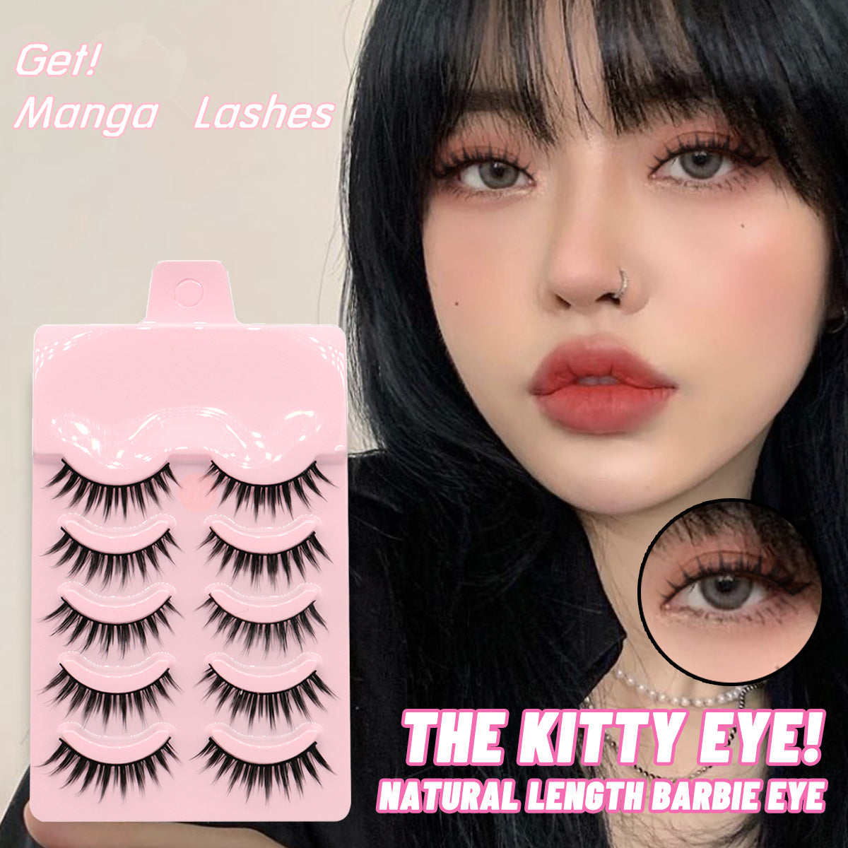 Krispfy 5 Pairs Manga Lashes New Arrival Anime Cosplay Natural Wispy  Korean Makeup Artificial False Eyelashes