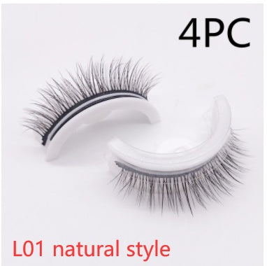 Reusable 3D Mink Lashes Natural False Eyelash - Krispfy.comes Self Adhesive Fake Glue Free Makeup Eyelash Extension Silk