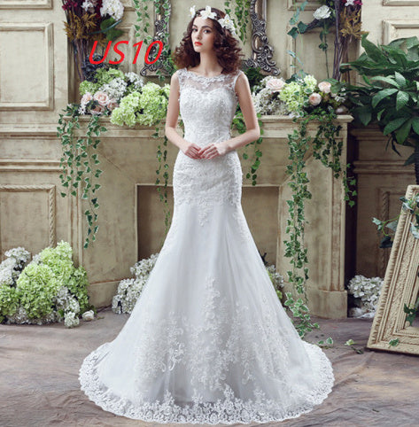 Krispfy.com Bride Trailing Wedding Dress sexy Lace Mermaid Wedding DressW