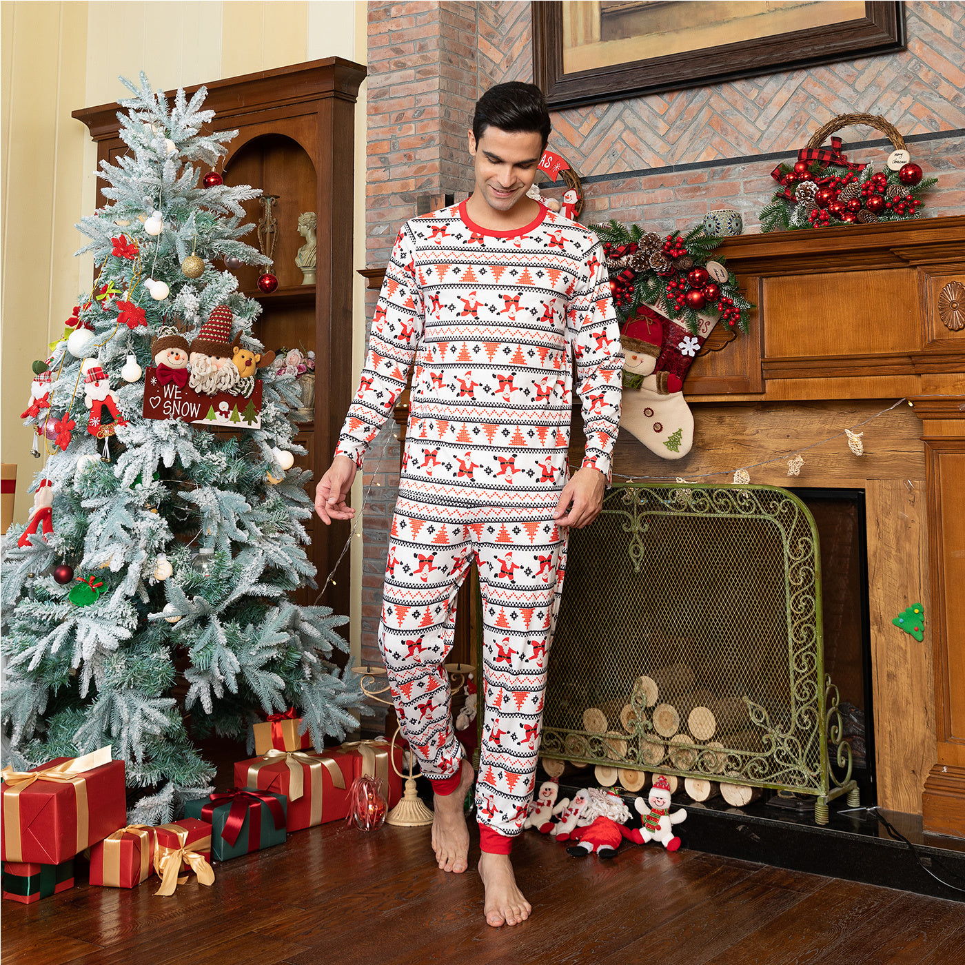 Christmas Parent-child Suit Pajamas Printed Long Sleeve Round Neck