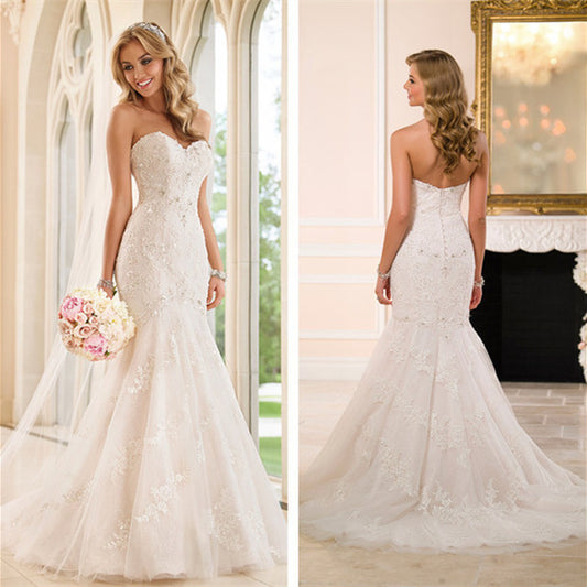 Krispfy.com - Wedding Dress Tube Top Lace Wedding Dress