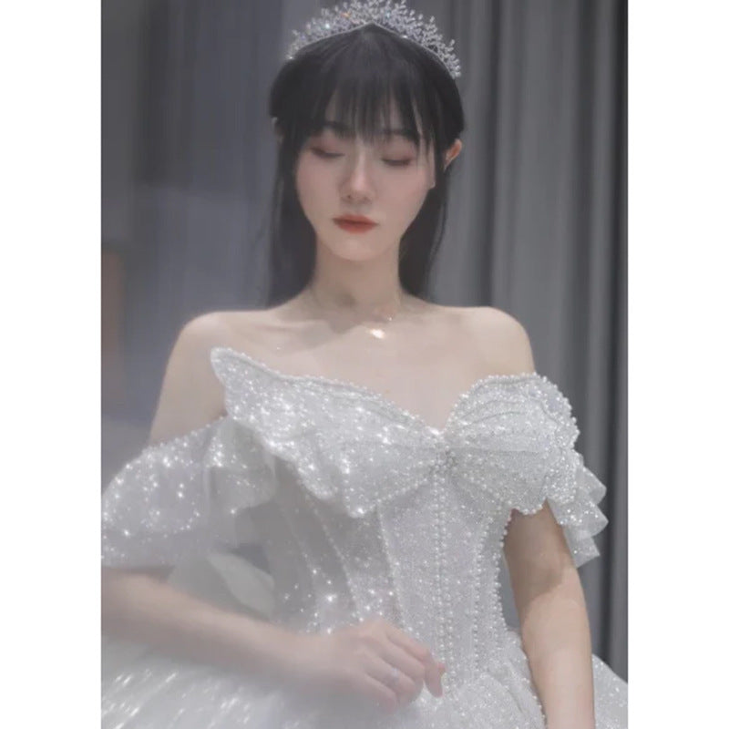 Krispfy.com Long Trailing Retro Wedding Dress