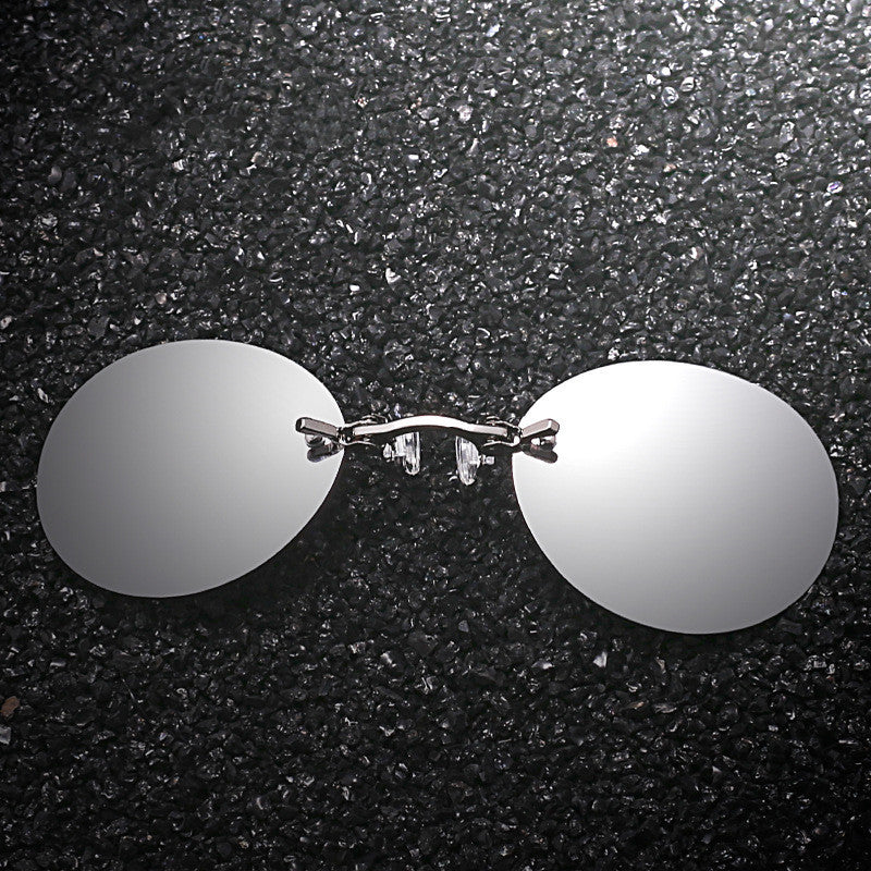 Frameless Clip-nose Round Clip-on Glasses Retro Mini Clip-nose Sunglasses